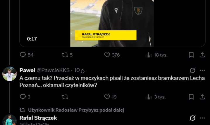 Rafał Strączek transparentnie ODPOWIADA NA PLOTKI łączące go z Lechem Poznań!